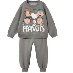 Zara Peanuts Gray Sweatshirt and Pants Set